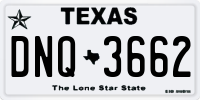 TX license plate DNQ3662
