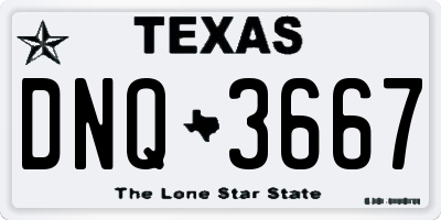 TX license plate DNQ3667