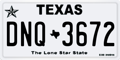 TX license plate DNQ3672