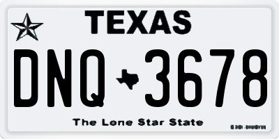 TX license plate DNQ3678