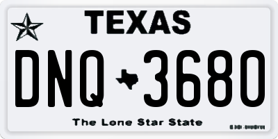 TX license plate DNQ3680
