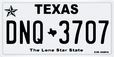 TX license plate DNQ3707