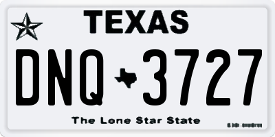 TX license plate DNQ3727