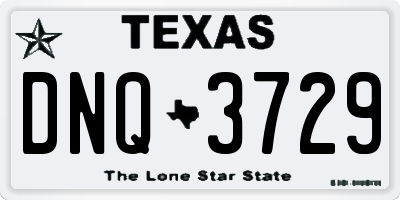 TX license plate DNQ3729