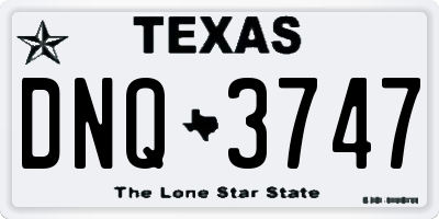 TX license plate DNQ3747