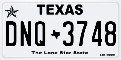 TX license plate DNQ3748