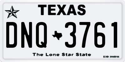 TX license plate DNQ3761
