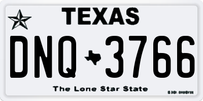 TX license plate DNQ3766