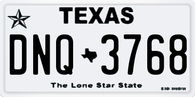 TX license plate DNQ3768