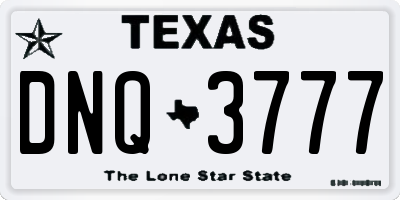 TX license plate DNQ3777
