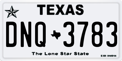 TX license plate DNQ3783