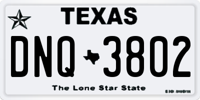 TX license plate DNQ3802