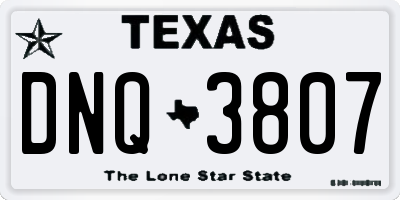 TX license plate DNQ3807