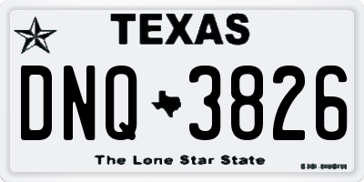 TX license plate DNQ3826