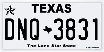 TX license plate DNQ3831