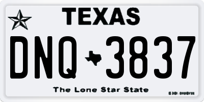 TX license plate DNQ3837