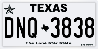 TX license plate DNQ3838