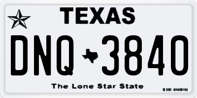 TX license plate DNQ3840