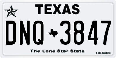 TX license plate DNQ3847