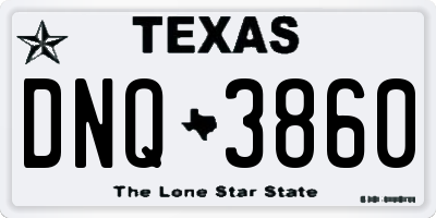 TX license plate DNQ3860