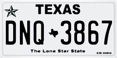TX license plate DNQ3867