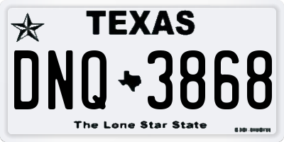 TX license plate DNQ3868