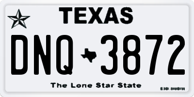 TX license plate DNQ3872