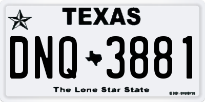 TX license plate DNQ3881