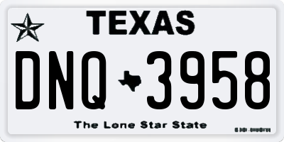 TX license plate DNQ3958