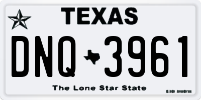 TX license plate DNQ3961