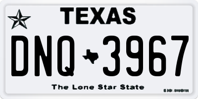 TX license plate DNQ3967