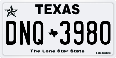 TX license plate DNQ3980
