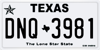 TX license plate DNQ3981