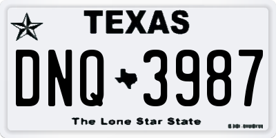 TX license plate DNQ3987