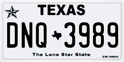 TX license plate DNQ3989