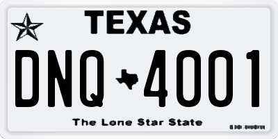 TX license plate DNQ4001