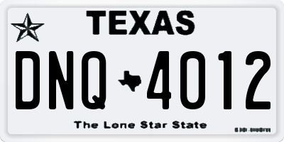 TX license plate DNQ4012