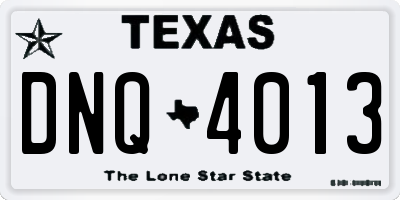 TX license plate DNQ4013
