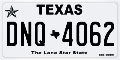 TX license plate DNQ4062