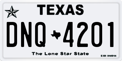 TX license plate DNQ4201