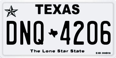 TX license plate DNQ4206