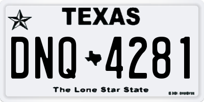 TX license plate DNQ4281