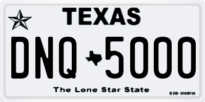 TX license plate DNQ5000