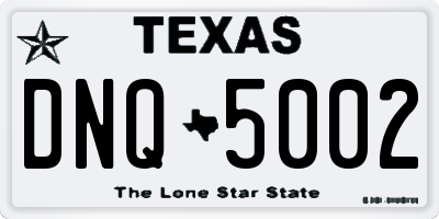 TX license plate DNQ5002