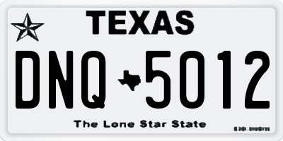 TX license plate DNQ5012