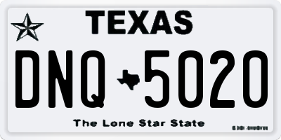 TX license plate DNQ5020