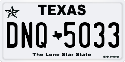 TX license plate DNQ5033