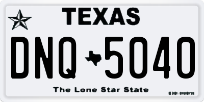 TX license plate DNQ5040