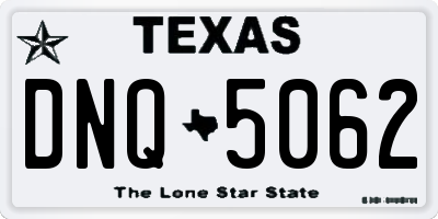 TX license plate DNQ5062