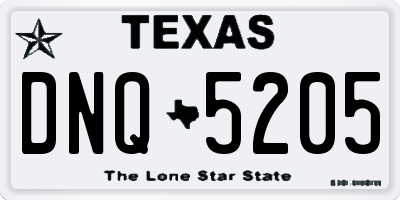 TX license plate DNQ5205